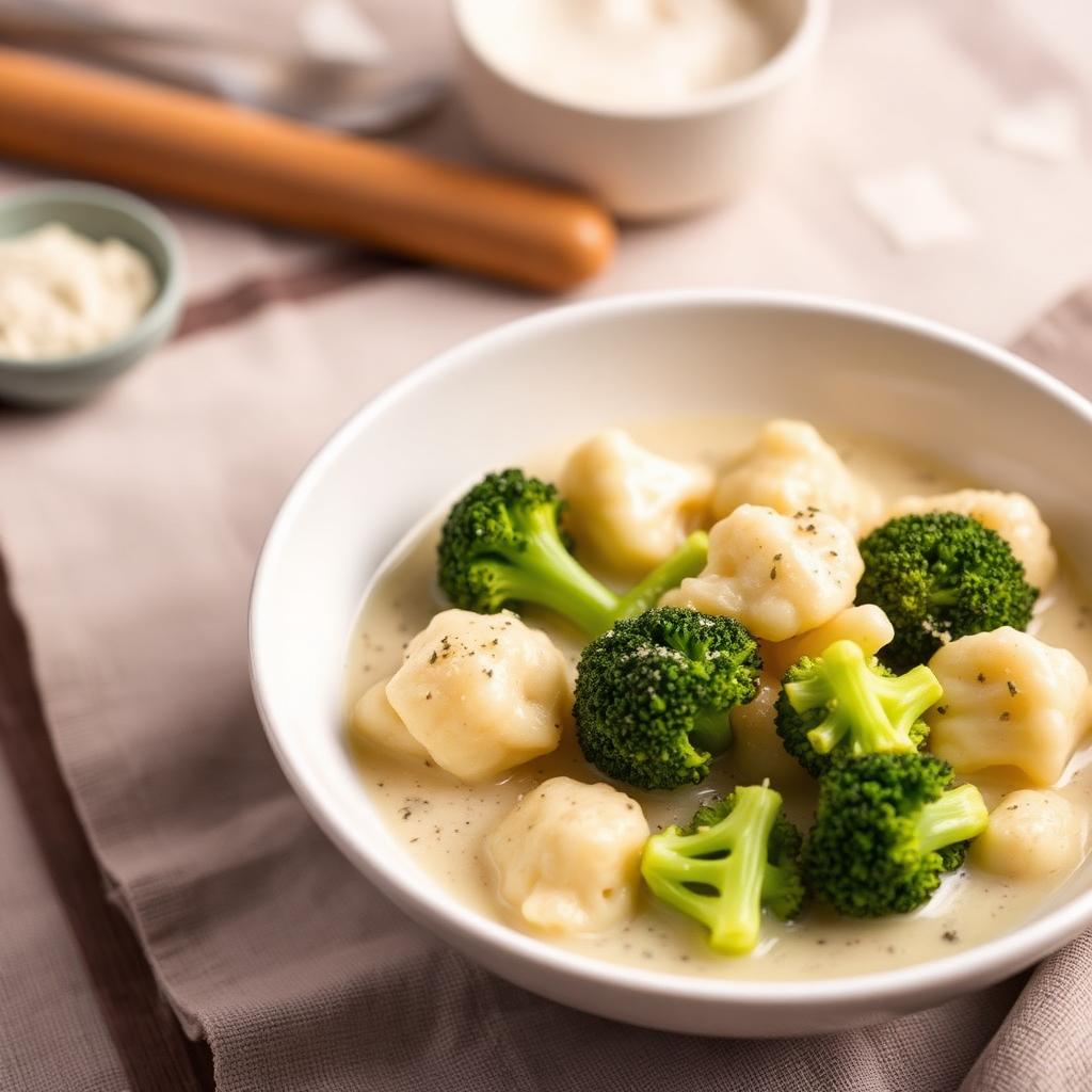 Creamy broccoli & cauliflower (steamed, then dressed)