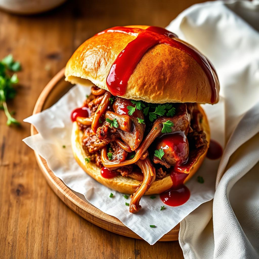 Pulled gochujang lamb hot cross buns