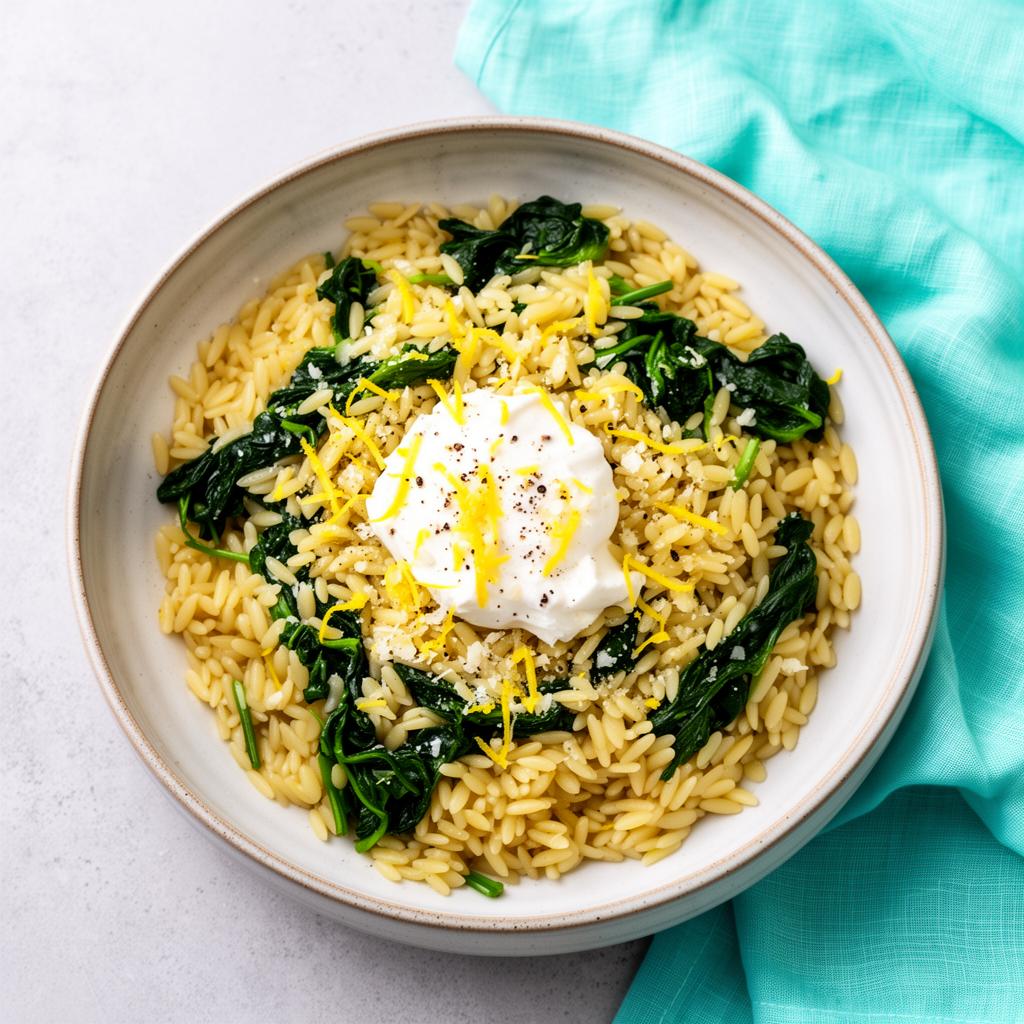 One-pot lemon orzo with greens