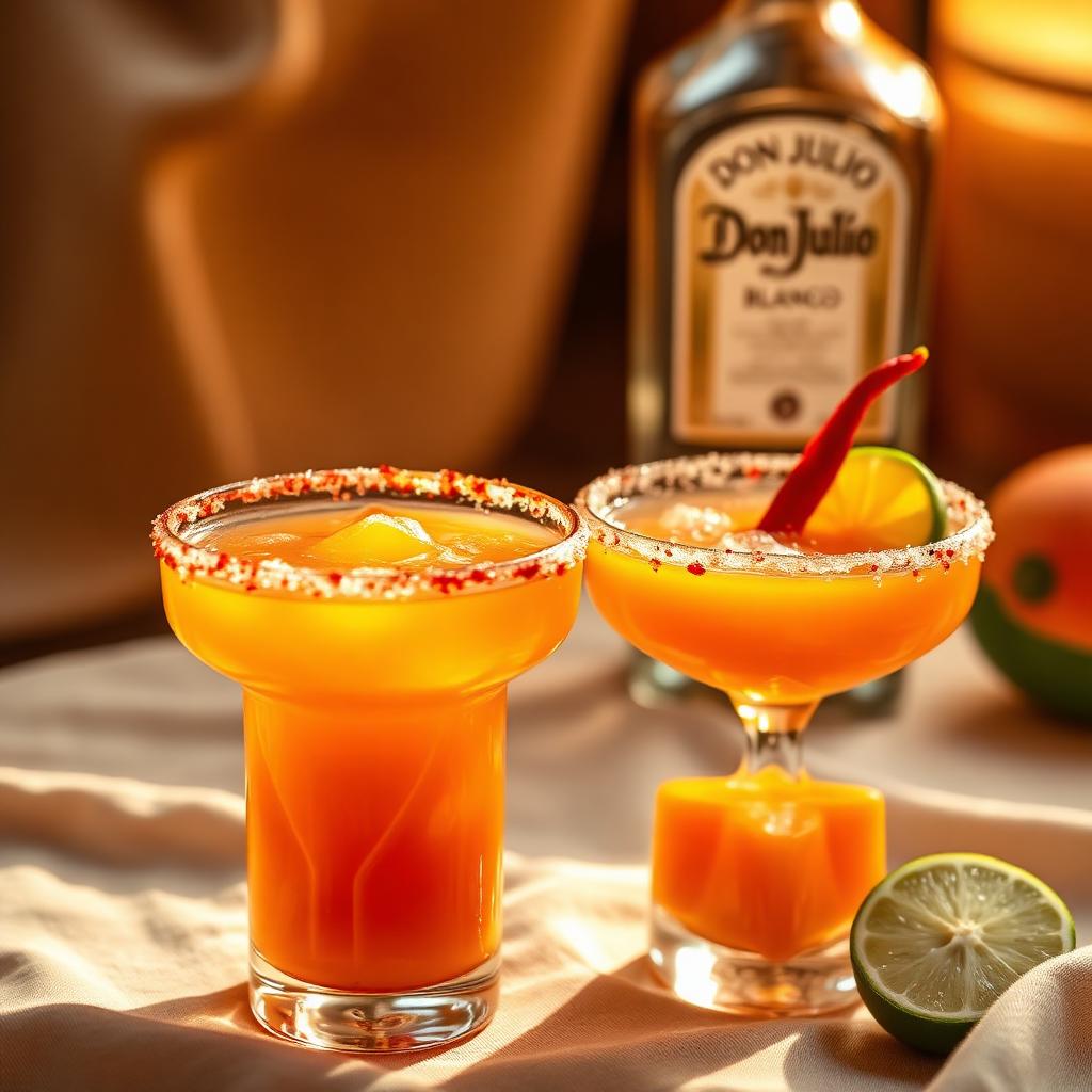 Spicy mango margaritas