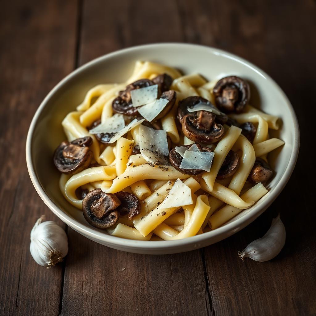 Mushroom Alfredo penne (the Primi Piatti memory)