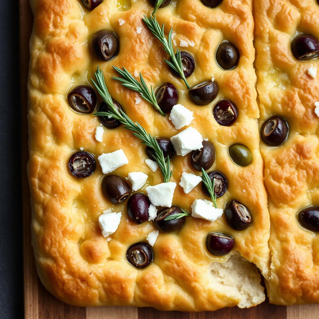 Olive and feta focaccia