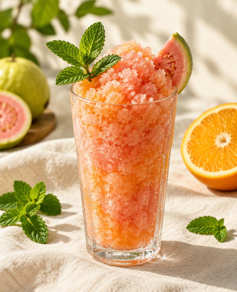 Orange, guava and mint granita