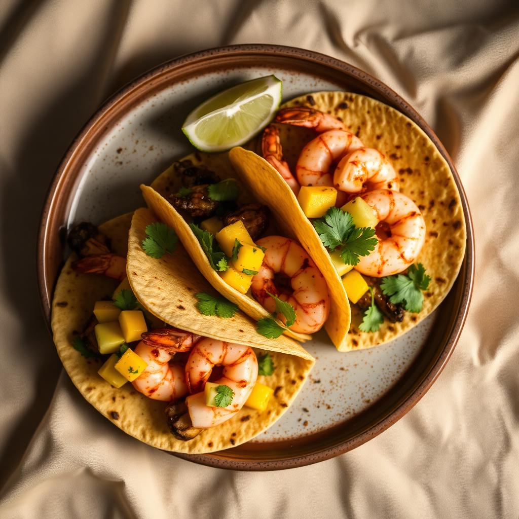 Chilli-lime prawn tacos with mango salsa