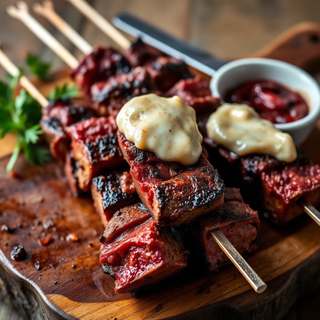 Dry-spiced rump espetada with horseradish butter