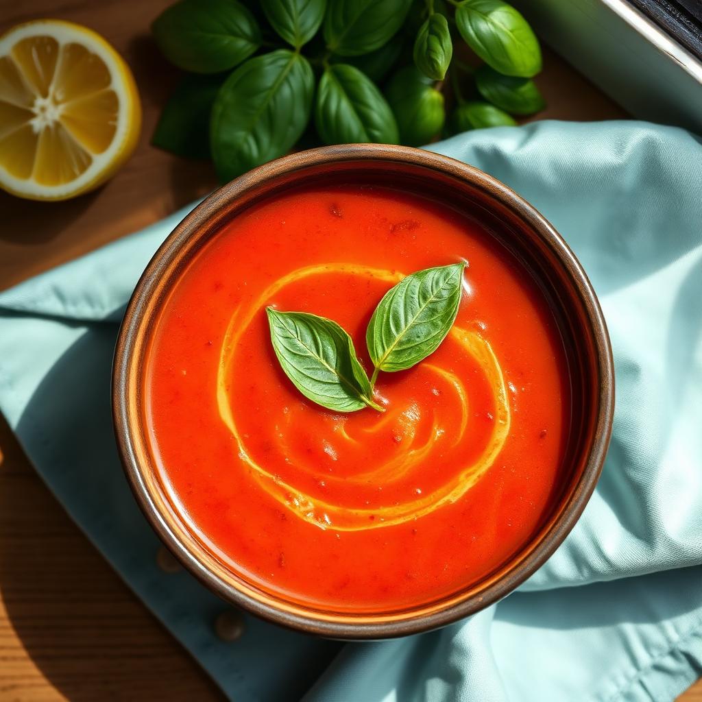 Roasted tomato soup with fresh basil